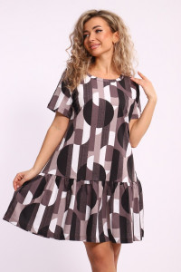 Платье женское 612 кулирка (последний размер) коричневый-белый 50