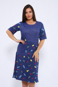 Платье женское 611 кулирка (последний размер) синий ромб 52