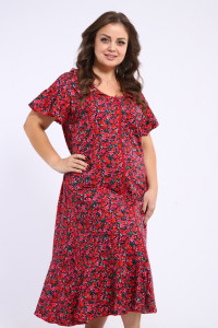 Халат женский 020 кулирка (последний размер) зеленый-красный-цветы 64-66