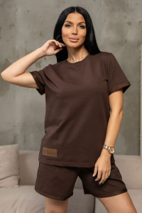 Костюм двойка женский 1492/18 футер (р-ры: 42-56) коричневый