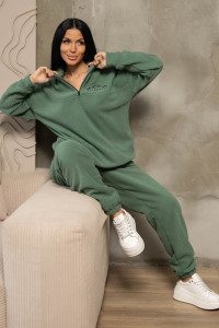Костюм двойка женский 2079/2 флис (р-ры: 48-58) зеленый