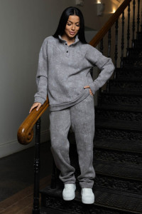 Костюм двойка женский 2074/1 футер 3-х нитка с начесом (р-ры: 48-58) серый