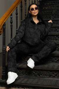 Костюм двойка женский 2074 футер 3-х нитка с начесом (р-ры: 48-58) черный