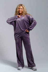 Костюм двойка женский 974 велюр бамбук (р-ры: 44-58) фиолетовый