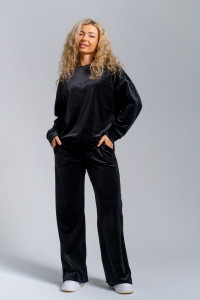 Костюм двойка женский 974 велюр бамбук (р-ры: 44-58) черный