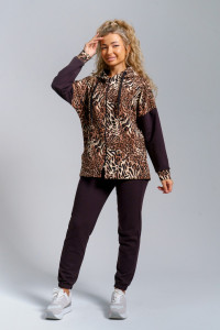 Костюм двойка женский 919 футер с лайкрой пенье (р-ры: 46-60) шоколад