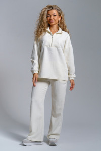 Костюм двойка женский 977 трикотаж 3Д (р-ры: 44-56) молочный