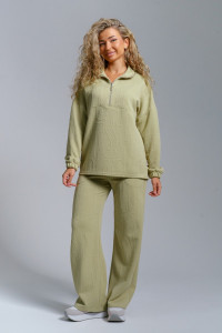 Костюм двойка женский 977 трикотаж 3Д (р-ры: 44-56) олива