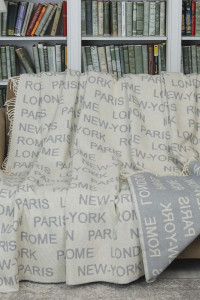 Плед "Vladi" хлопок-жаккард "City" бело-серый