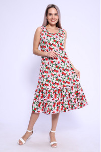 Сарафан женский 589 кулирка (последний размер) зеленый-розовый-вишня 52-54