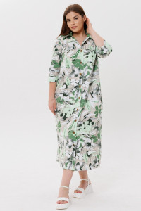 Платье-рубашка женское П183 кулирка (последний размер) зелёный 60