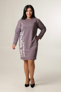 Платье женское П163 футер с лайкрой (последний размер) серо-лиловый 58