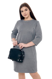 Платье женское П-176 жаккард принт (последний размер) черно-белая лапка 46