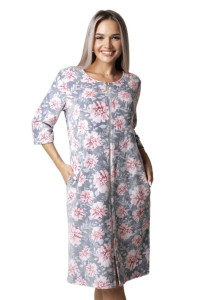 Халат женский Х439 велюр (последний размер) светло-серый 46