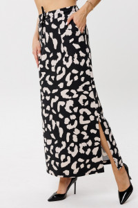 Юбка женская Ю19 футер с лайкрой (последний размер) чёрный леопард 52,54