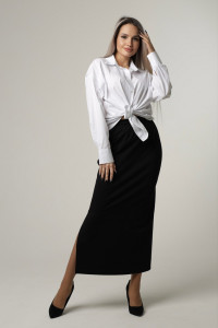 Юбка женская Ю10 футер с лайкрой (последний размер) черный 48