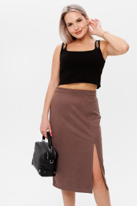 Юбка женская Ю09 замша-твил (последний размер) коричневый 46,58