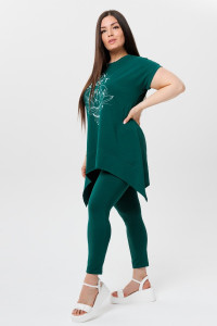 Костюм двойка женский К236 кулирка с лайкрой (последний размер) зеленый 50,52