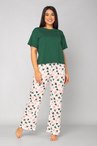 Костюм двойка женский К-349 "Флирт" кулирка (последний размер) зелень 44,54