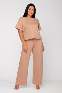 Костюм двойка женский К-371 "Николь" кулирка (последний размер) кофе 46