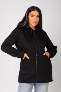 Толстовка женская ФТ-16 "Роксана" футер 3-х нитка с начёсом (последний размер) черный 52,54