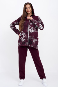 Костюм двойка женский "Мелания Д" футер 2-х нитка (последний размер) бордовый 58,60,62,66