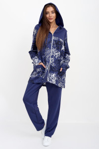Костюм двойка женский "Мелания В" футер 2-х нитка (последний размер) синий 52,62,64