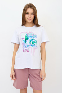 Костюм двойка женский "Диско Р" футер 2-х нитка (последний размер) розовый 50