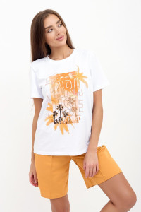 Костюм двойка женский "Парадиз Ж" кулирка+футер 2-х нитка (последний размер) желтый 46,48,50