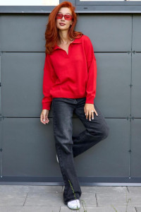 Джемпер женский "Феникс К" вязаное полотно (последний размер) красный 52-58