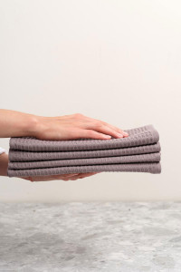 Набор вафельных полотенец "Ночь Нежна" графит 4 шт.