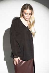 Лонгслив женский №056759 милано (р-ры: 54-58) шоколад