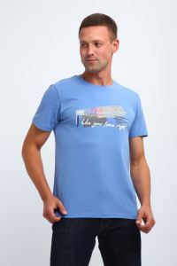 Футболка мужская №058 кулирка пенье (р-ры: M-6XL) голубой