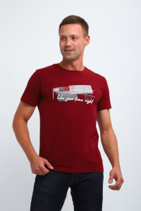 Футболка мужская №058 кулирка пенье (р-ры: M-6XL) бордовый