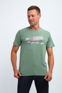 Футболка мужская №058 кулирка пенье (р-ры: M-6XL) оливковый