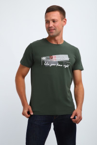 Футболка мужская №058 кулирка пенье (р-ры: M-6XL) хаки