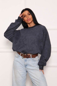 Свитшот женский №84302 кашкорсе-футер 2-х нитка (р-ры: 46-50) графит