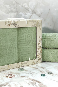 Набор махровых полотенец "Оскар" 08-193 светло-зеленый 2 шт.