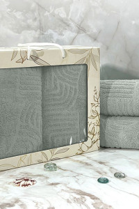 Набор махровых полотенец "Оскар" 08-179 серый 2 шт.