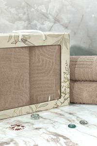 Набор махровых полотенец "Оскар" 08-176 темно-бежевый 2 шт.