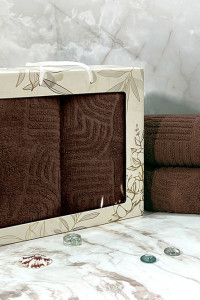 Набор махровых полотенец "Оскар" 03-107 коричневый 2 шт.