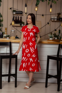 Платье женское №8227 кулирка с лайкрой (р-ры: 42-52) красный