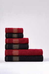 Набор махровых полотенец "Goldy" бордовый-черный 6 шт.