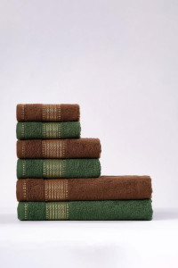 Набор махровых полотенец "Goldy" милитари-коричневый 6 шт.