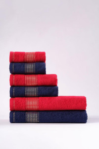 Набор махровых полотенец "Goldy" синий-красный 6 шт.