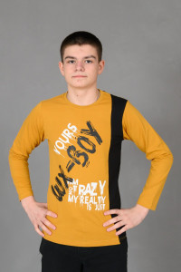 Лонгслив детский №83017 коттон (р-ры: 36-44) горчичный