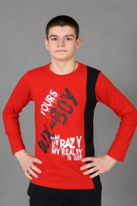 Лонгслив детский №83017 коттон (р-ры: 36-44) красный