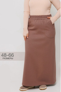 Юбка женская Ю24 (90 см) футер 3-х нитка с начесом (р-ры: 48-66) какао