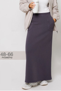 Юбка женская Ю24 (90 см) футер 3-х нитка с начесом (р-ры: 48-66) графит