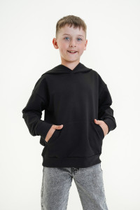 Толстовка детская "Капюшон" футер с лайкрой 2-х нитка (р-ры: 128-164) черный